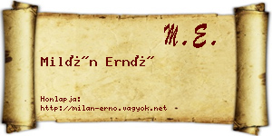 Milán Ernő névjegykártya